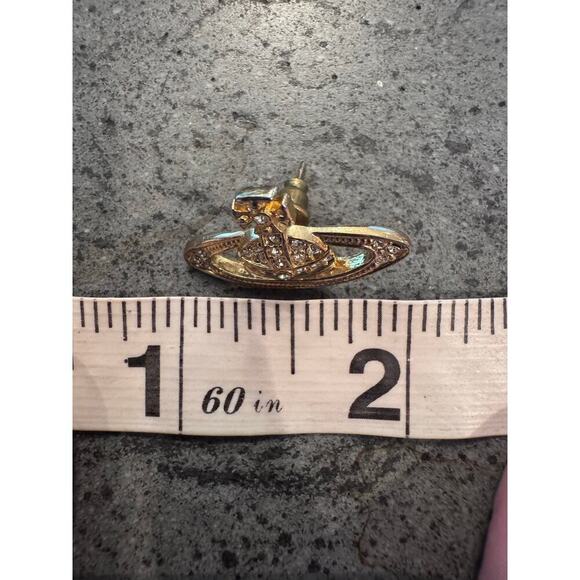 Vivienne Westwood "Orb" Champagne Gold Studs Authentic - Picture 2 of 3
